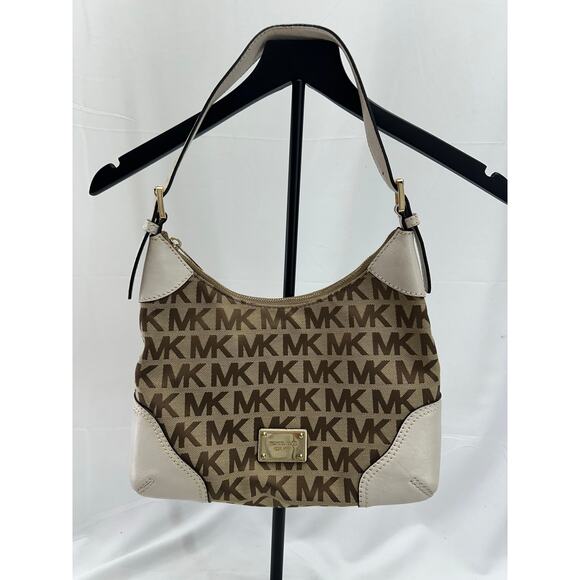 Michael Kors Logo Brown/Cream Shoulder Bag - Picture 1 of 7